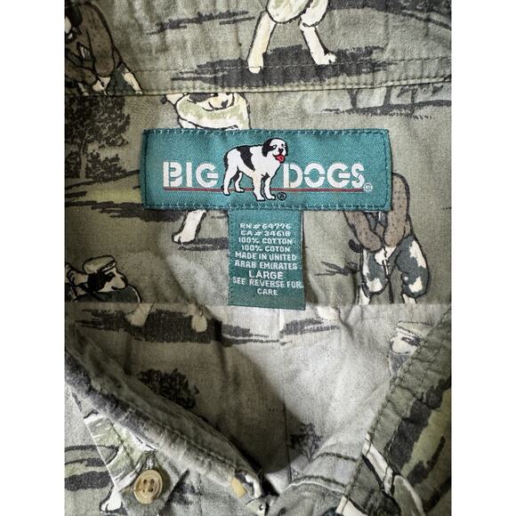 Vintage Big Dogs Button Up Golf Shirt Mens L Doggy Sports Funny Relaxed Fit - Picture 2 of 4